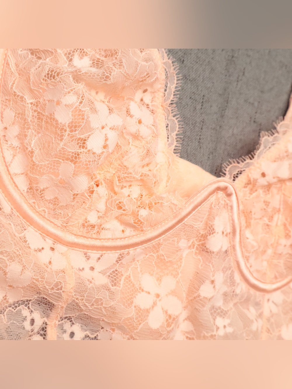 Victoria's Secret Dream Angels Long-Line Unlined Lace Bra Floral Peach 34B - Picture 7 of 8